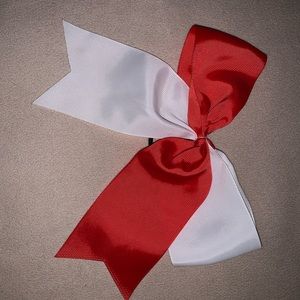 red and white cheer bow